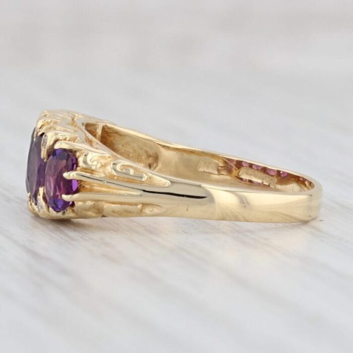 212ctw amethytst diamond ring 18k yellow gold stackable tapering 5 stone size 9 8816