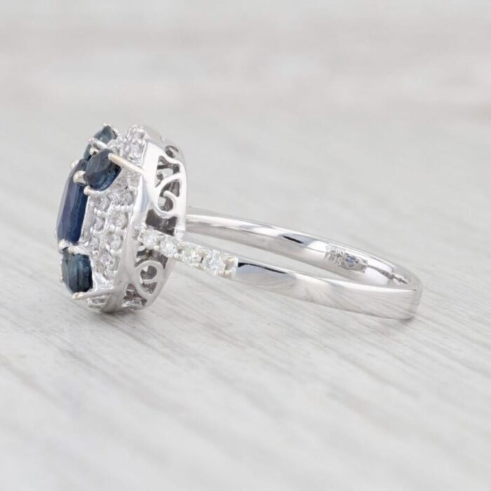 213ctw sapphire diamond halo ring 14k white gold size 7 engagement 0526