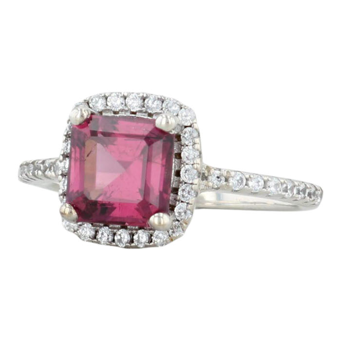 256ctw rhodolite garnet diamond halo ring 950 platinum size 65 0327