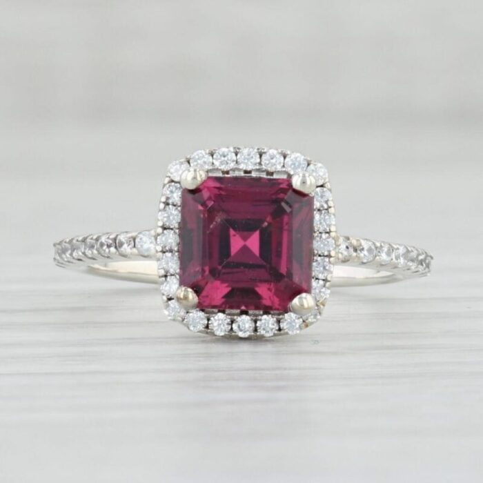 256ctw rhodolite garnet diamond halo ring 950 platinum size 65 8147