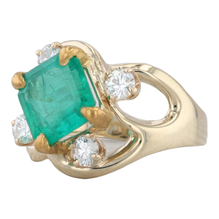 257ctw emerald diamond ring 14k yellow gold size 6 0745