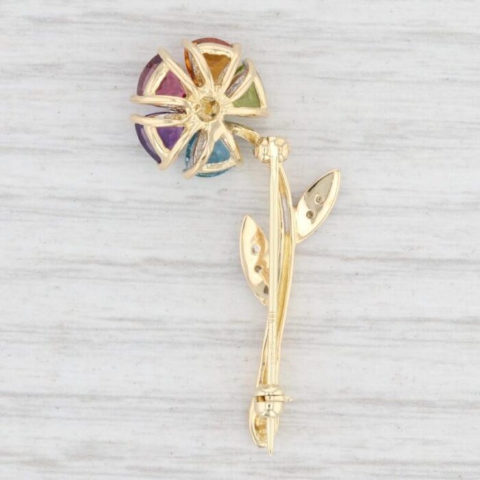 259ctw gemstone flower brooch 18k gold diamond garnet topaz peridot spark pin 9011