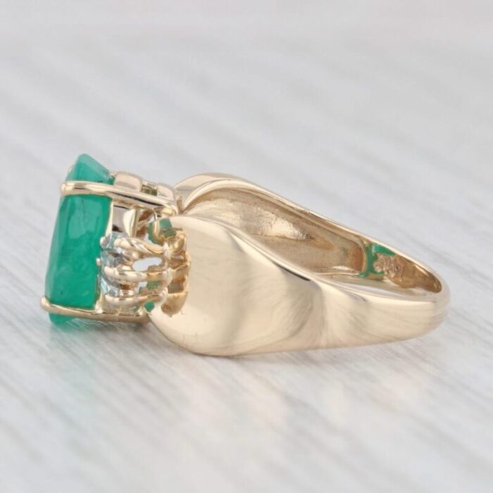 268ctw oval emerald diamond ring 14k yellow gold size 725 6029