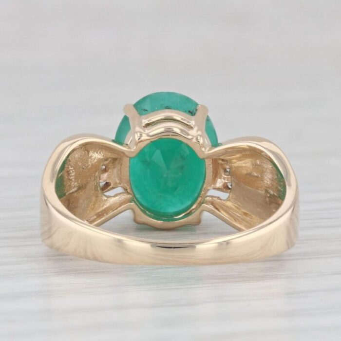 268ctw oval emerald diamond ring 14k yellow gold size 725 7080