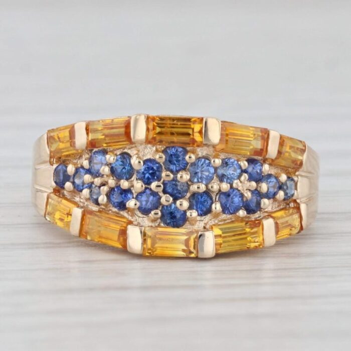 2ctw blue yellow sapphire ring 14k yellow gold size 8 3764