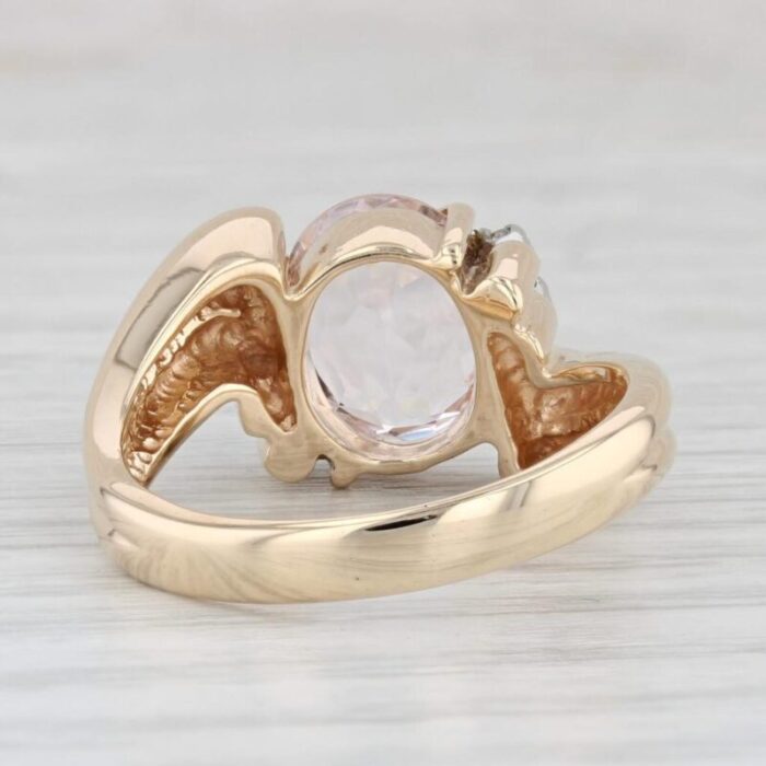 310ctw pink kunzite diamond bypass ring 14k yellow gold size 825 6278