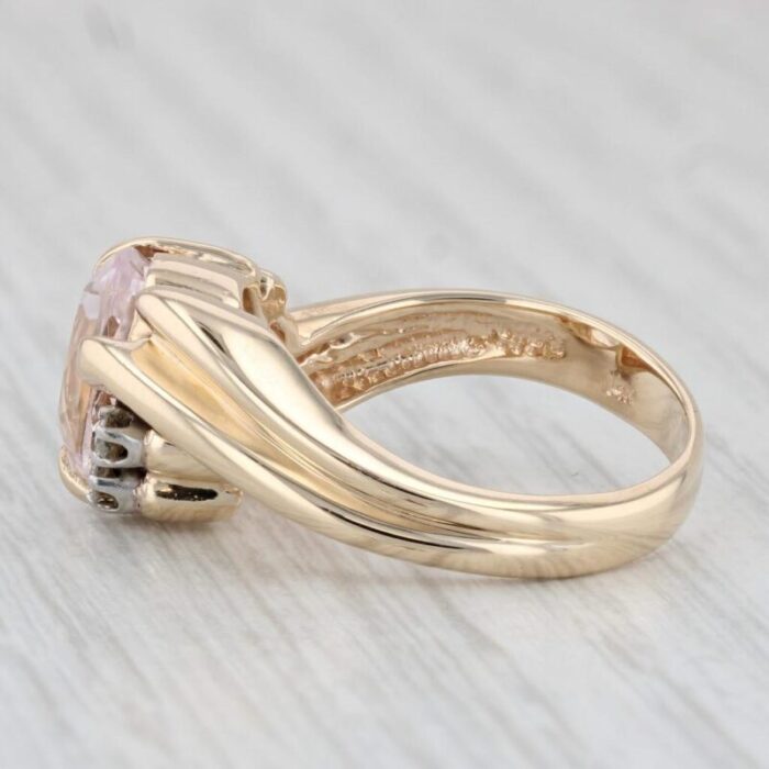 310ctw pink kunzite diamond bypass ring 14k yellow gold size 825 7454