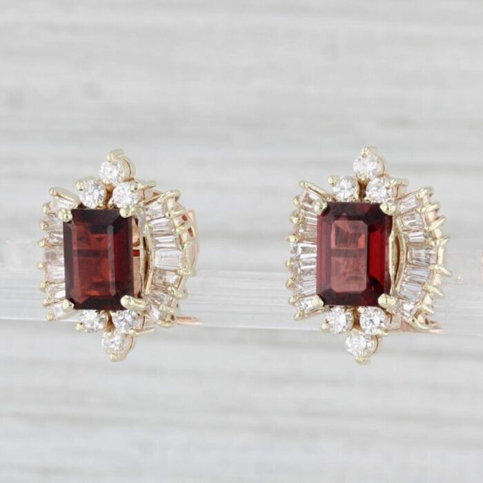 322ctw garnet diamond halo stud earrings 14k yellow gold 7265