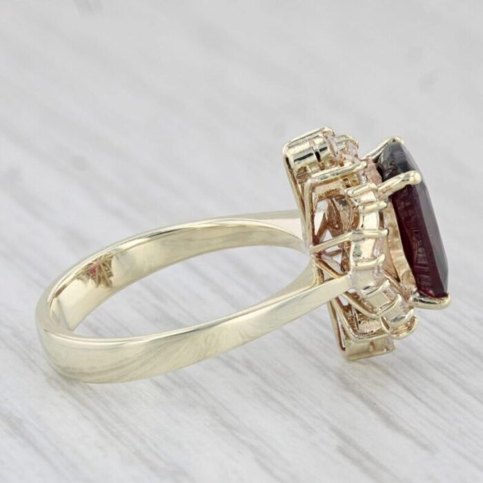 372ctw garnet diamond halo ring 14k yellow gold size 575 2702