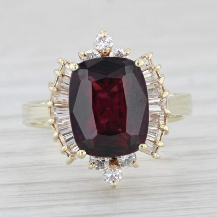 372ctw garnet diamond halo ring 14k yellow gold size 575 7161