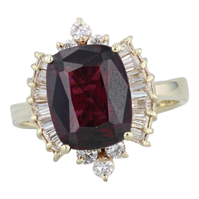 372ctw garnet diamond halo ring 14k yellow gold size 575 7722