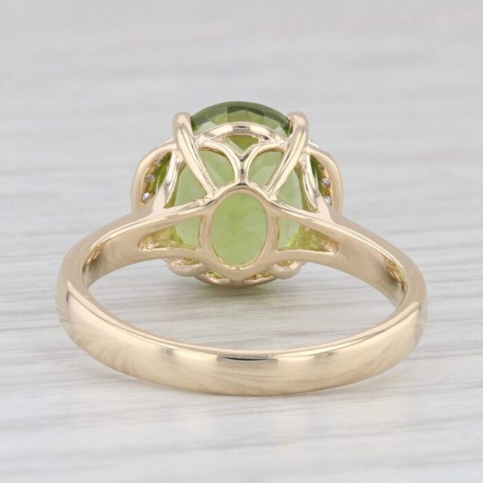 403ctw oval peridot diamond ring 14k yellow gold size 7 1316