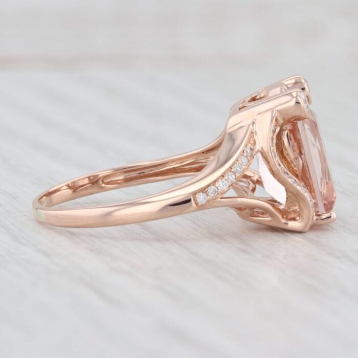 409ctw morganite diamond ring 14k rose gold size 825 cocktail 4460