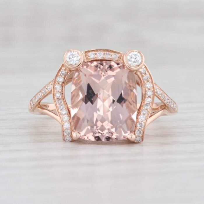 409ctw morganite diamond ring 14k rose gold size 825 cocktail 4998