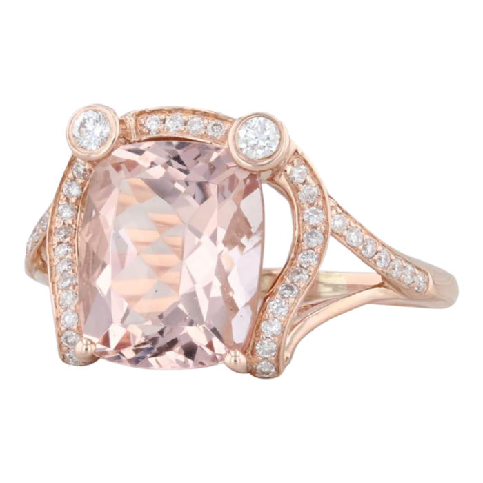 409ctw morganite diamond ring 14k rose gold size 825 cocktail 9045