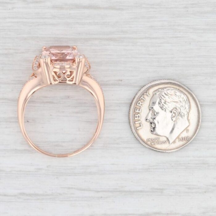 409ctw morganite diamond ring 14k rose gold size 825 cocktail 9531