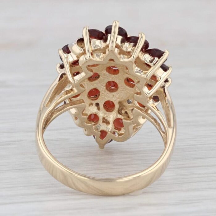 452 ctw garnet diamond teardrop cocktail cluster ring 14k yellow gold size 8 3012