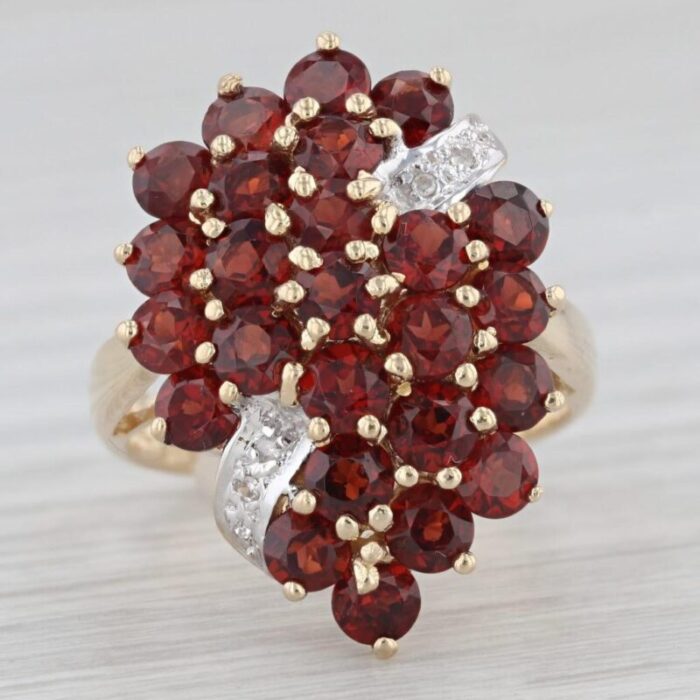 452 ctw garnet diamond teardrop cocktail cluster ring 14k yellow gold size 8 3458