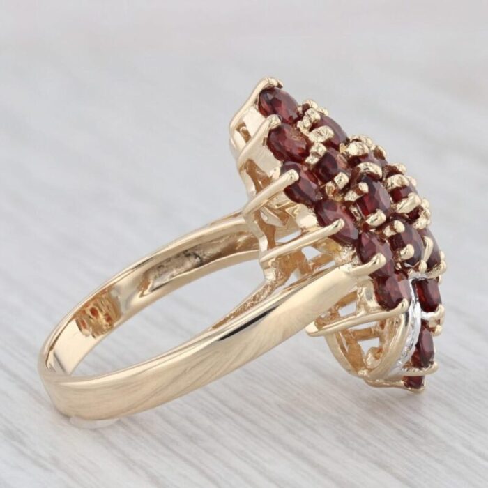 452 ctw garnet diamond teardrop cocktail cluster ring 14k yellow gold size 8 5594