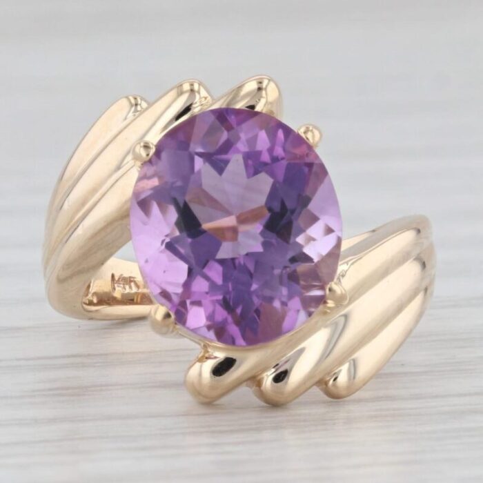 460ct oval amethyst solitaire ring 14k yellow gold size 55 bypass 1806