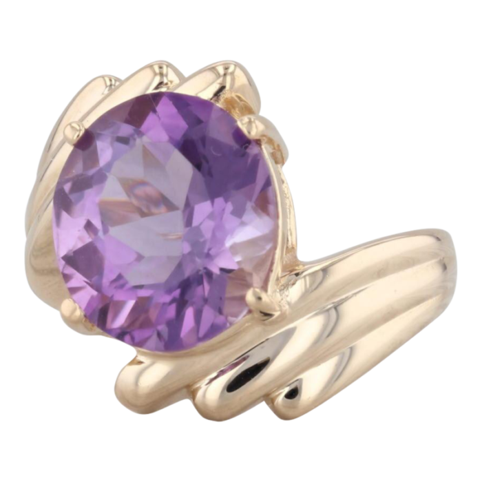 460ct oval amethyst solitaire ring 14k yellow gold size 55 bypass 5191