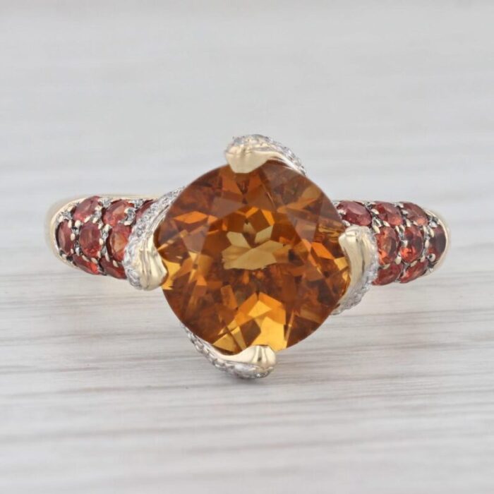 482ctw citrine lab created sapphire diamond ring 14k yellow gold size 825 2156