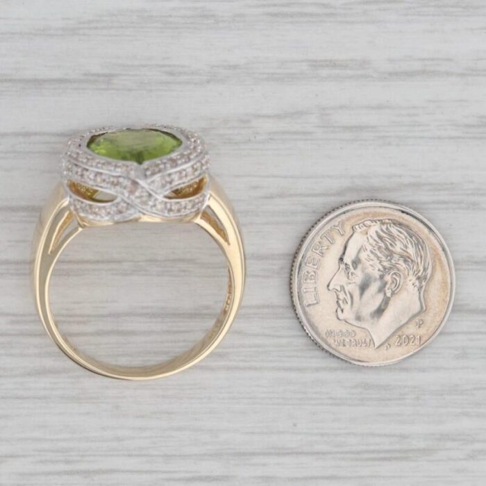 490ctw peridot diamond halo ring 14k yellow gold size 9 cocktail 1377