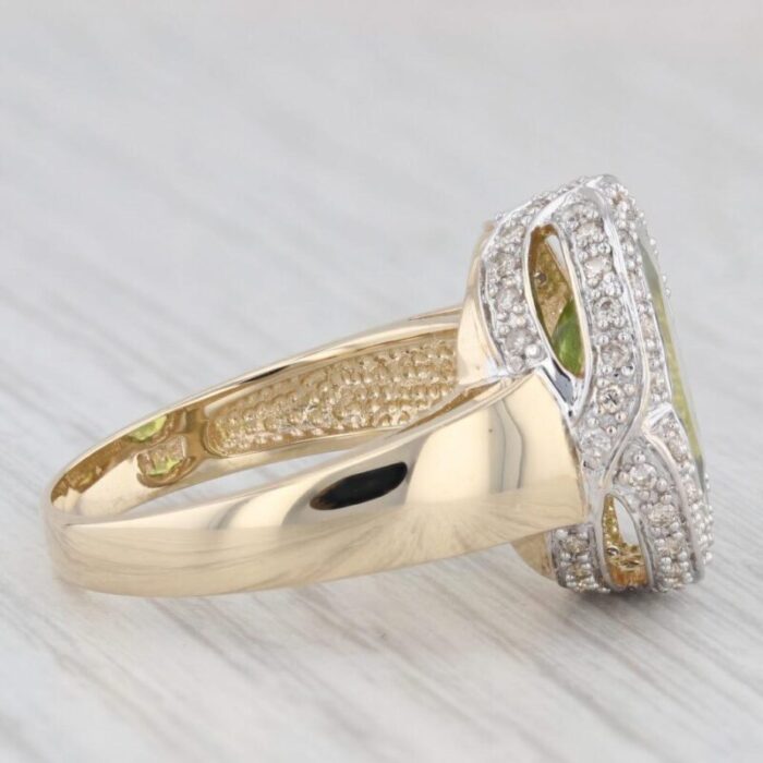 490ctw peridot diamond halo ring 14k yellow gold size 9 cocktail 2352