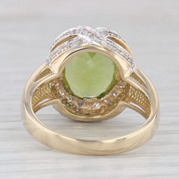 490ctw peridot diamond halo ring 14k yellow gold size 9 cocktail 9001