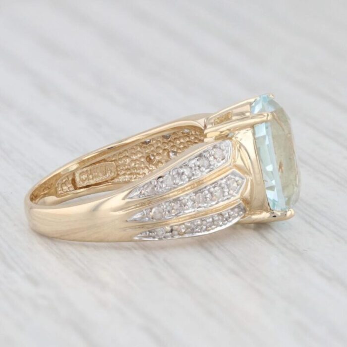 499ctw aquamarine diamond ring 14k yellow gold size 6 0628