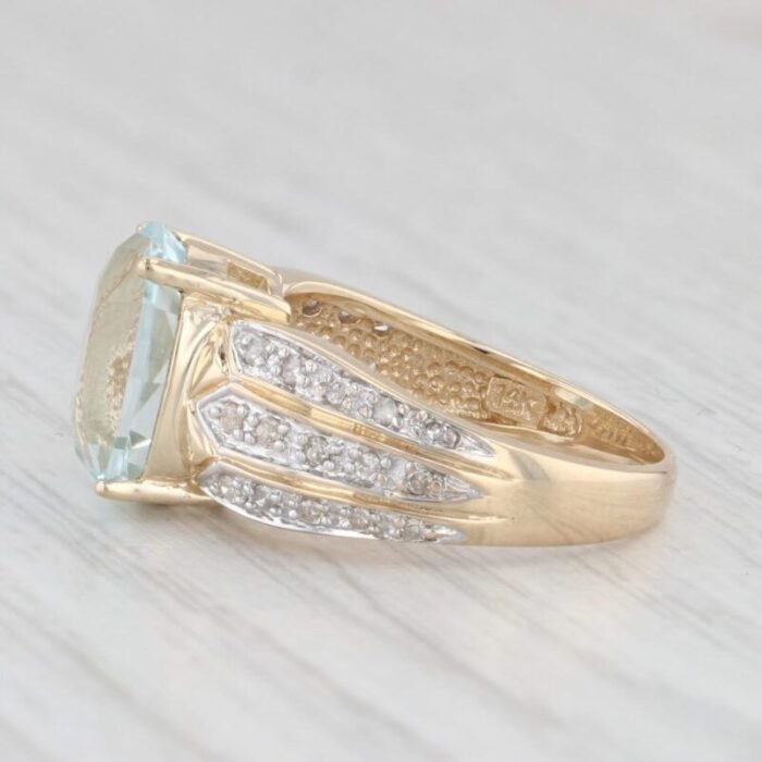 499ctw aquamarine diamond ring 14k yellow gold size 6 3441