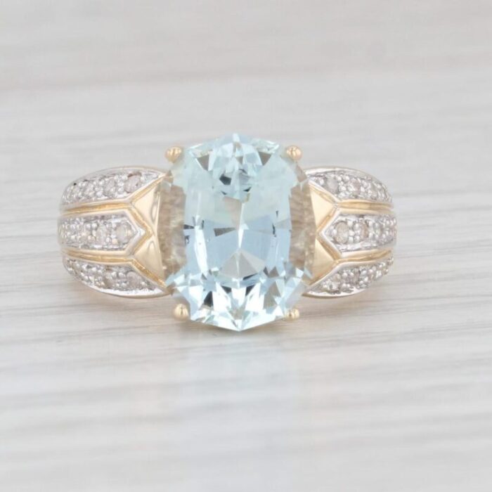 499ctw aquamarine diamond ring 14k yellow gold size 6 4060