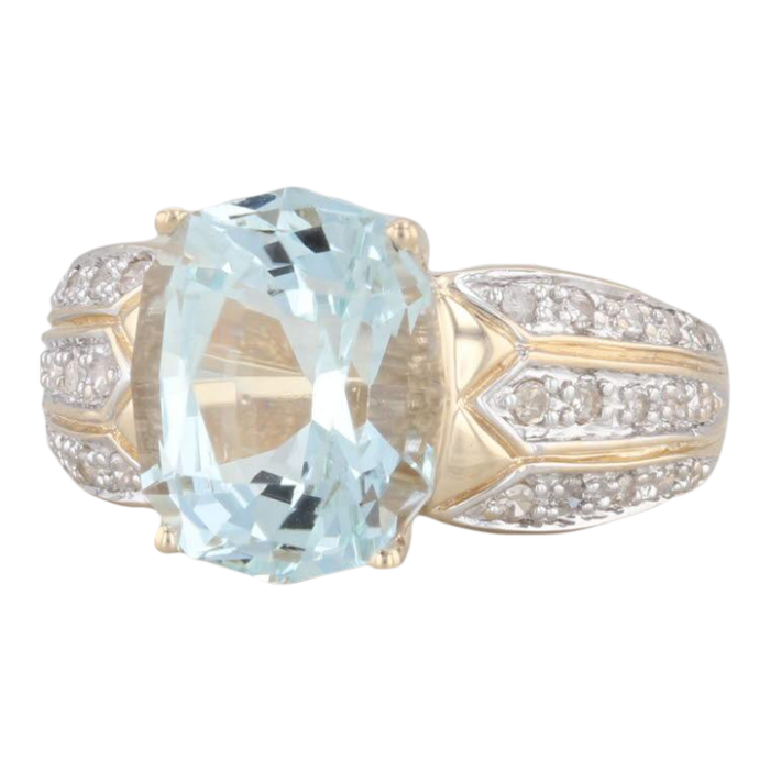 499ctw aquamarine diamond ring 14k yellow gold size 6 4801