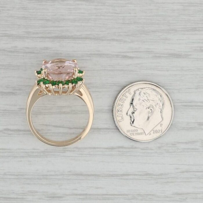 530ctw morganite tsavorite garnet ring 14k yellow gold size 6 0676