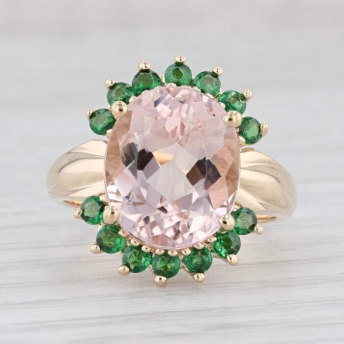 530ctw morganite tsavorite garnet ring 14k yellow gold size 6 6552