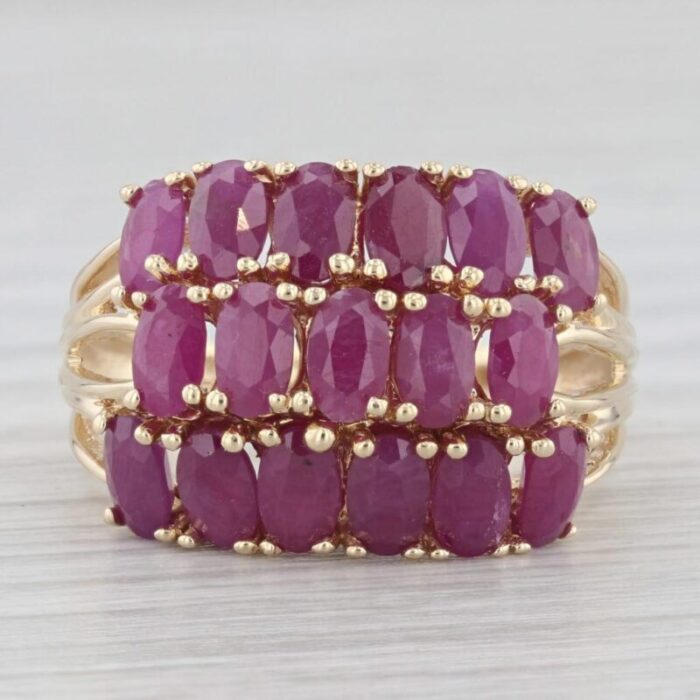 535ctw ruby cluster cocktail ring 14k yellow gold size 85 town and country 0889