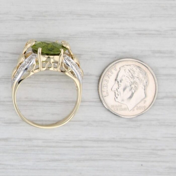 557ctw oval peridot diamond ring 14k yellow gold sz 775 cocktail heart accents 4619