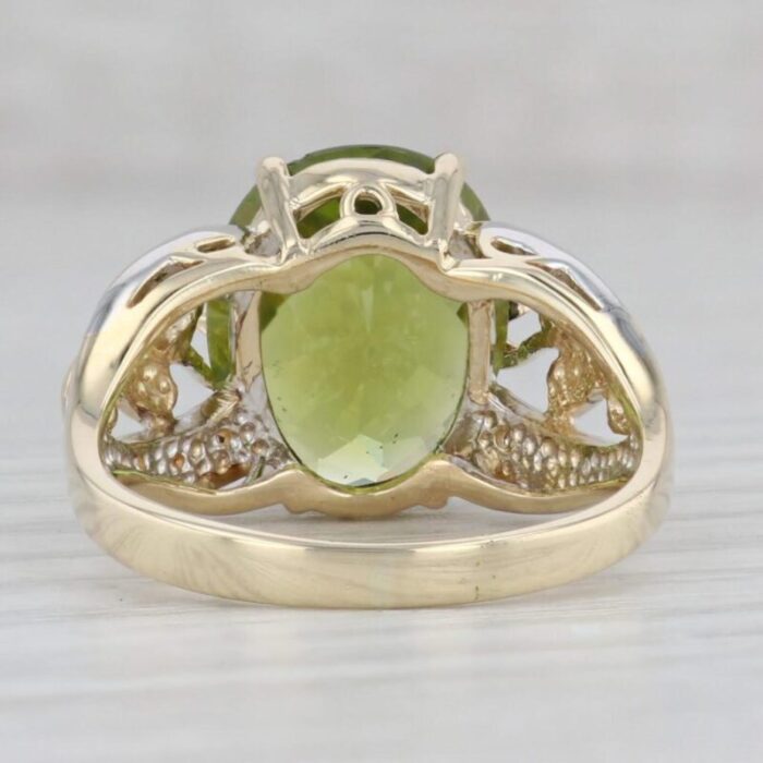 557ctw oval peridot diamond ring 14k yellow gold sz 775 cocktail heart accents 9944