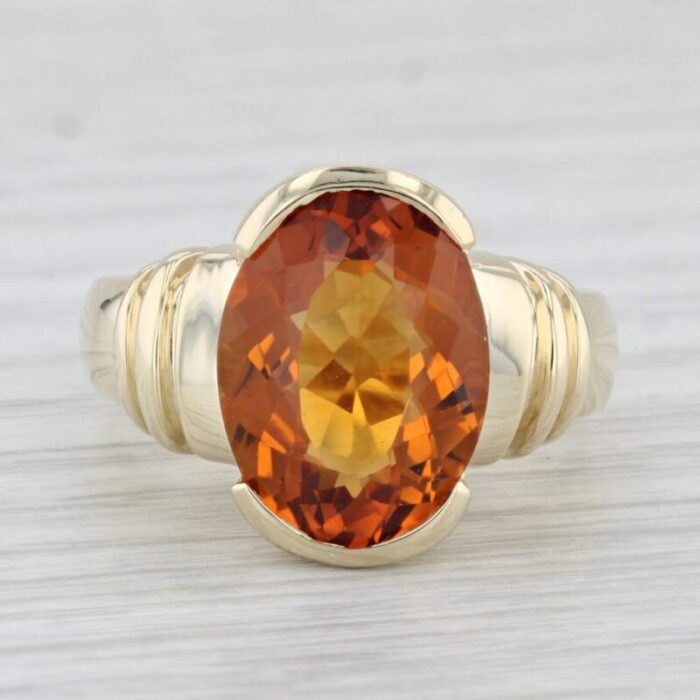 575ct orange citrine oval solitaire ring 14k yellow gold size 65 1834