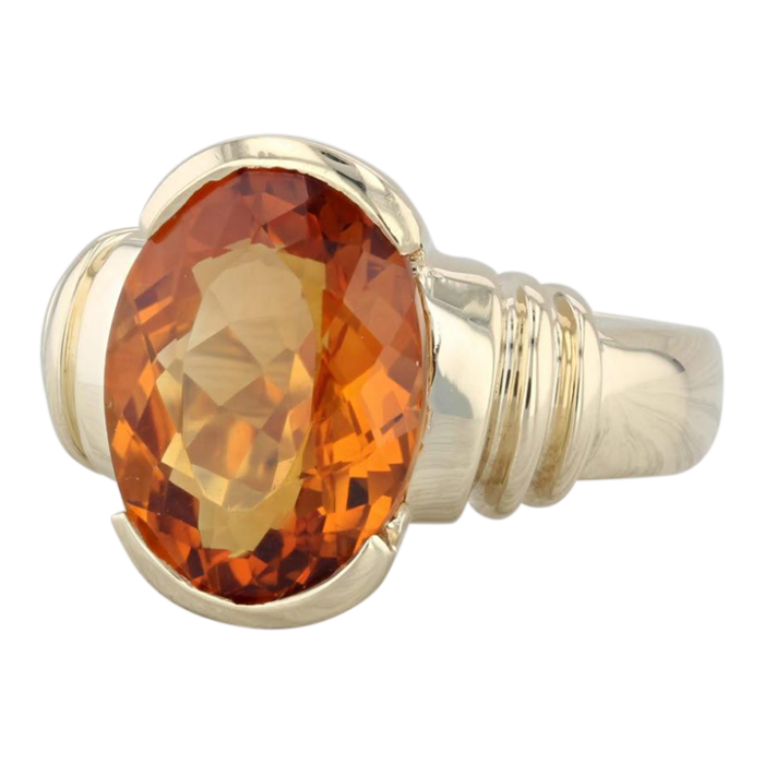 575ct orange citrine oval solitaire ring 14k yellow gold size 65 5098