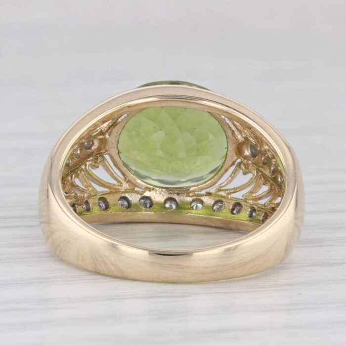 609ctw peridot diamond ring 14k yellow gold size 9 heart accents cocktail 1887