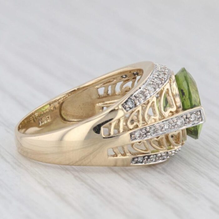 609ctw peridot diamond ring 14k yellow gold size 9 heart accents cocktail 9803