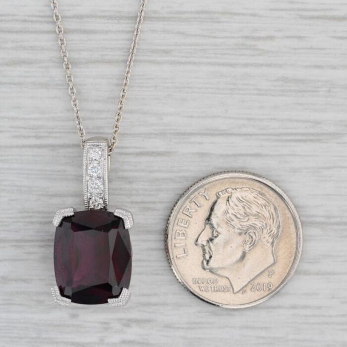 625ctw almandine garnet tourmaline diamond pendant necklace 14k white gold 16 0358