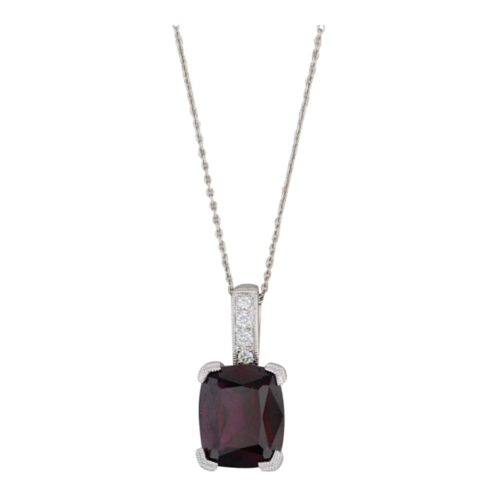 625ctw almandine garnet tourmaline diamond pendant necklace 14k white gold 16 4175