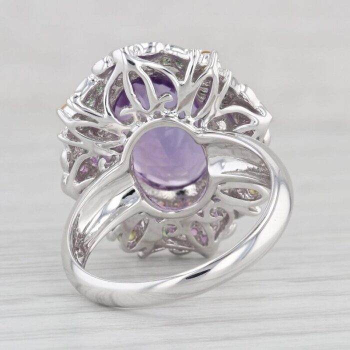 637ctw amethyst diamond sapphire garnet ring 14k white gold sz 8 cocktail halo 2861