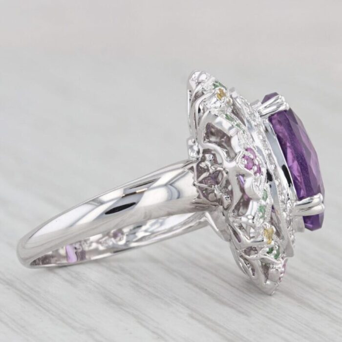 637ctw amethyst diamond sapphire garnet ring 14k white gold sz 8 cocktail halo 5842