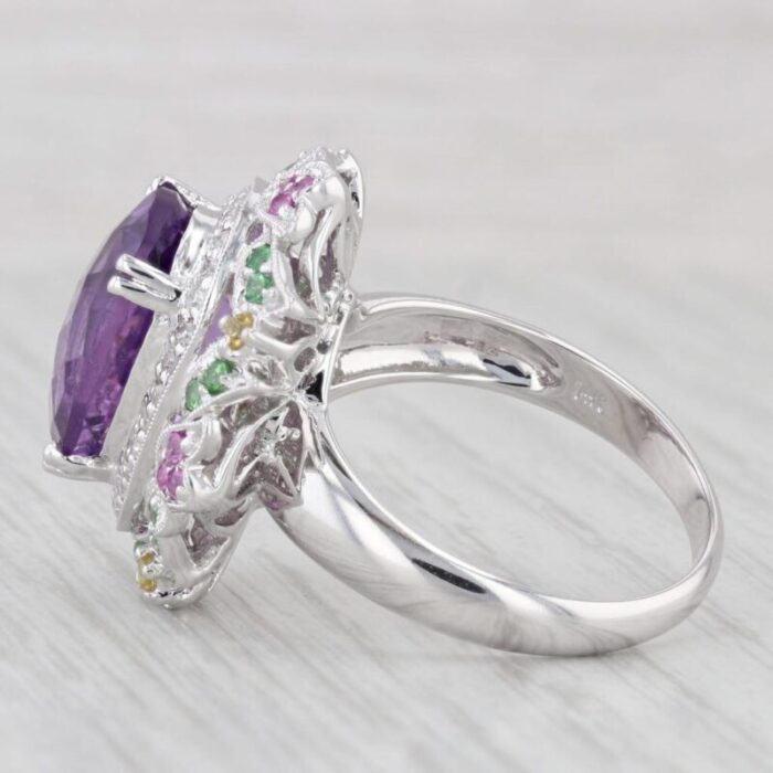 637ctw amethyst diamond sapphire garnet ring 14k white gold sz 8 cocktail halo 7970