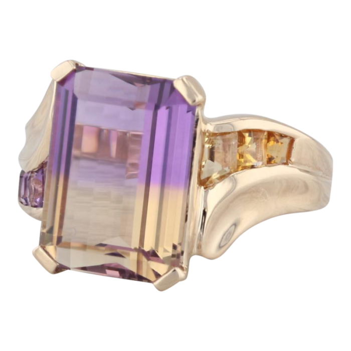 656 ctw ametrine emerald cut bypass 14k yellow gold ring size 925 2964