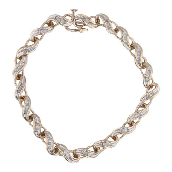 7 diamond scalloped linked bracelet 10k yellow gold 1863