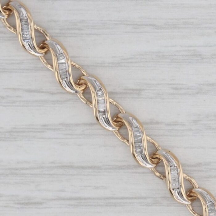 7 diamond scalloped linked bracelet 10k yellow gold 9060